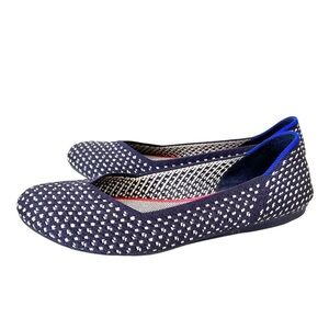 Rothy's Maritime Honeycomb Spotted Navy Blue Ballet Flats